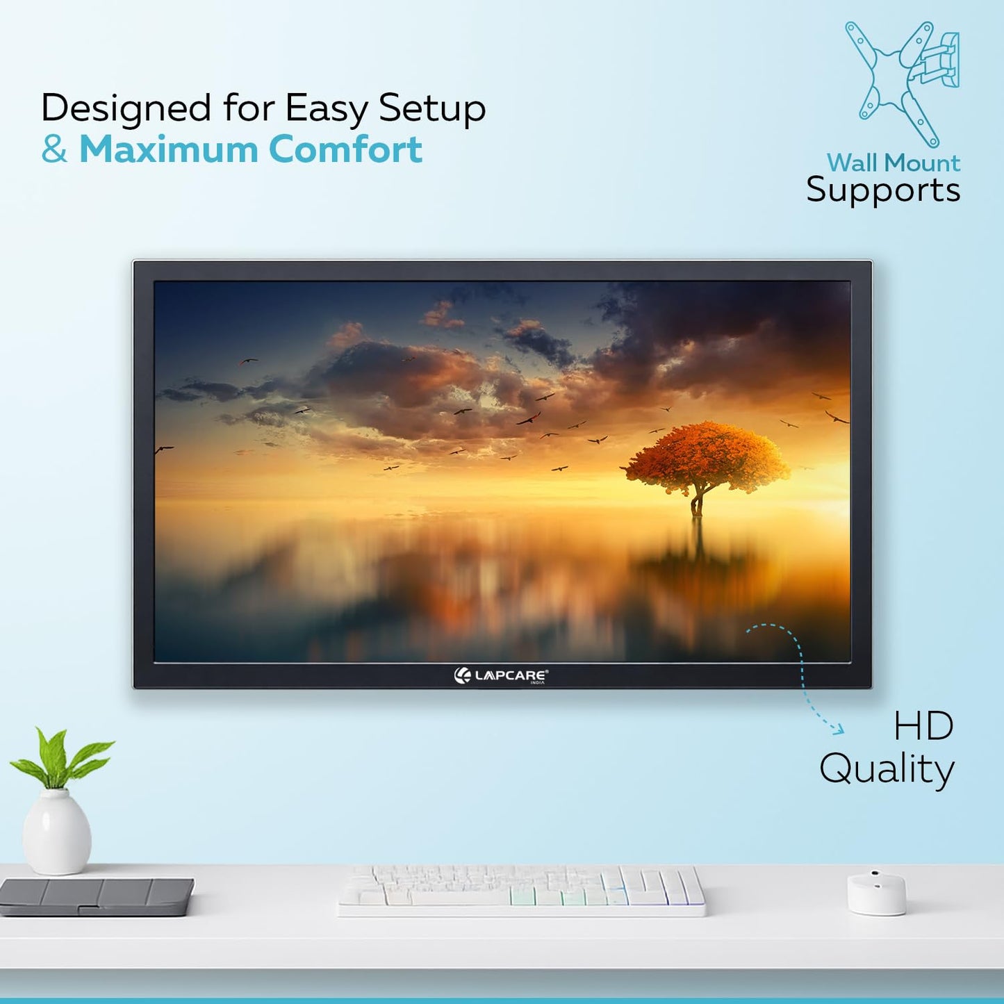 Lapcare LM195WDH 19 Inch(48.26CM) LED Display 16:10 1440x900 Pixel Ratio,Tilt Stand,Vesa Mount,HDMI + VGA Port (Black)