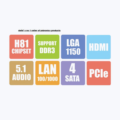 ZEBRONICS ZEB-H81M2 with PCIE M.2 / NVMe Slot (LGA 1150 Socket) LGA 1150Socket ATX Intel H81 Express Chipset DDR3 Motherboard for Desktop