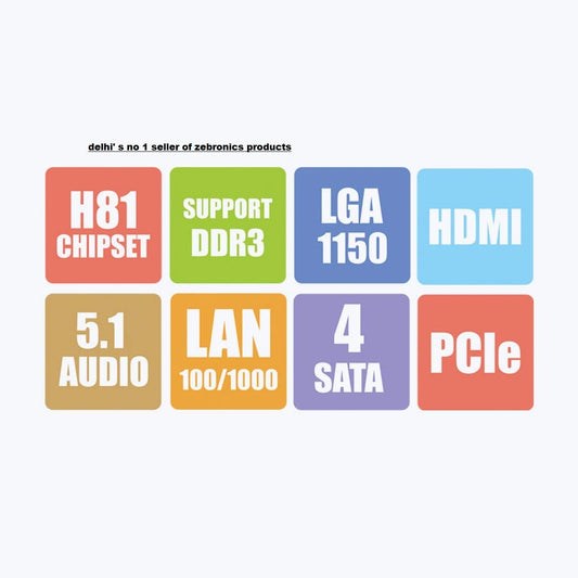 ZEBRONICS ZEB-H81M2 with PCIE M.2 / NVMe Slot (LGA 1150 Socket) LGA 1150Socket ATX Intel H81 Express Chipset DDR3 Motherboard for Desktop