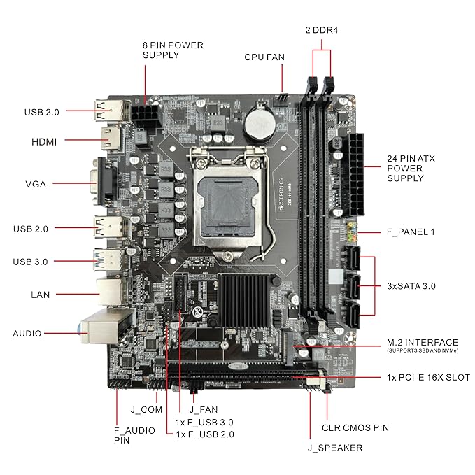 ZEBRONICS Zeb H110-D4 LGA 1151 Socket Motherboard LGA1151Socket Micro-ATX Intel H110 Chipset DDR4 Motherboard for Desktop