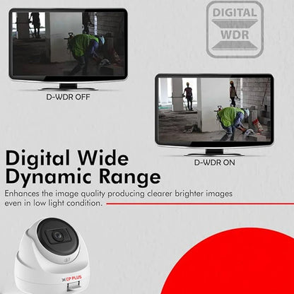 CP PLUS 2.4MP Full HD IP Indoor Wired Dome Camera CP-URC-DC24PL3 Compatible with DVR only | 30 Meters IR Black & White Night Vision | 3.6mm Lens | Motion Detection, White